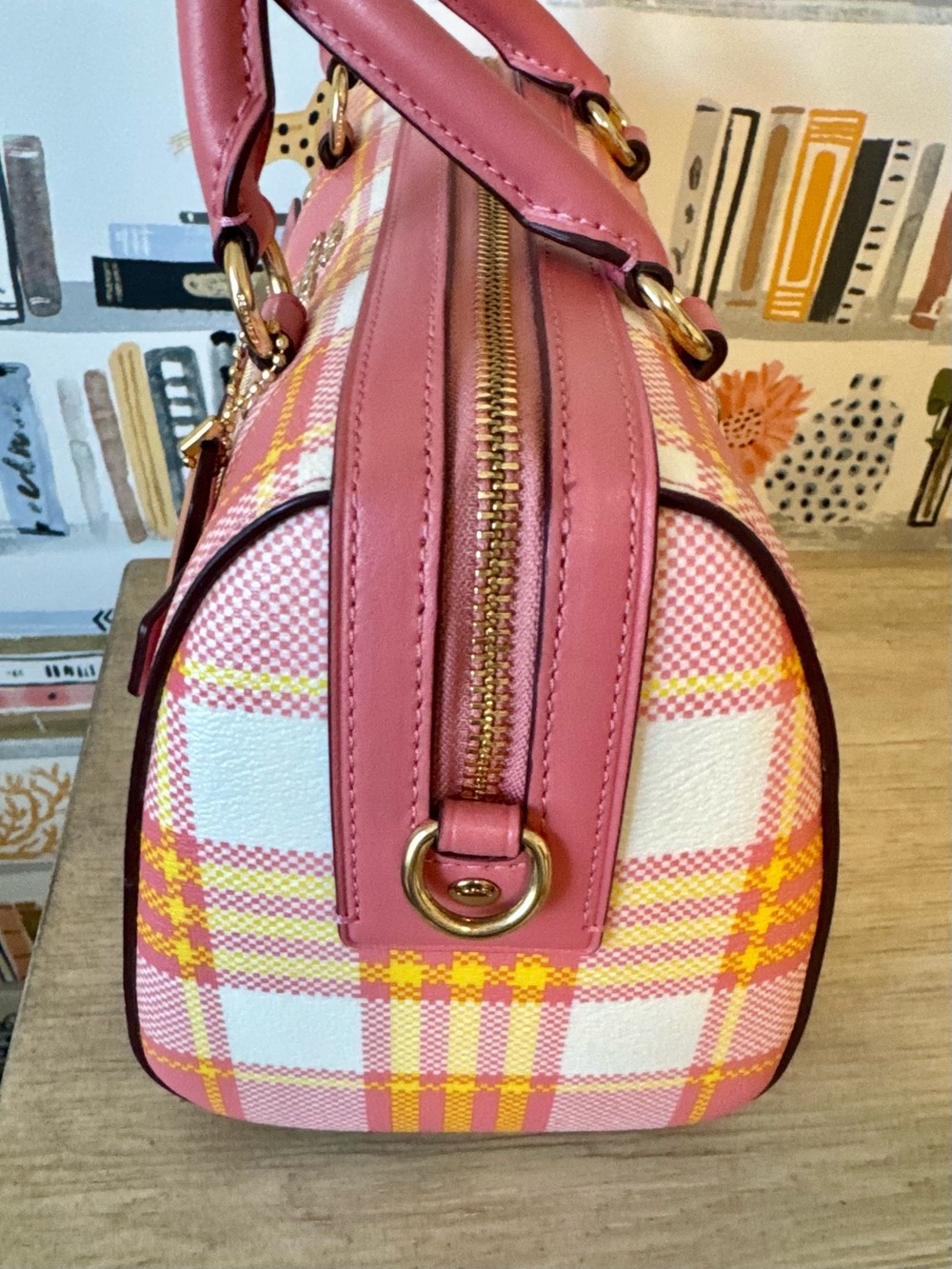Coach Garden Plaid Rowan Top Handle Satchel/Crossbody in TAffy LIMITED EDITION - Picture 6 of 16